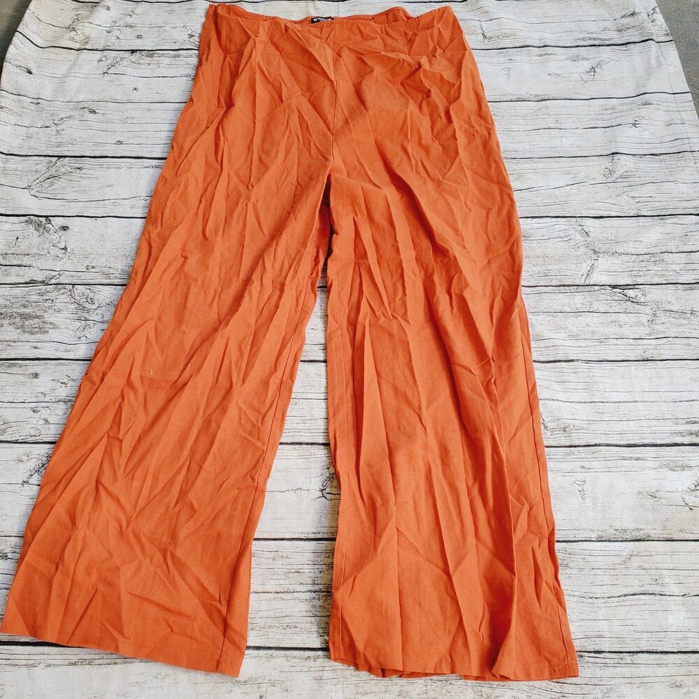 Pretty Little Thing Rust Wide Leg Trousers Size 20